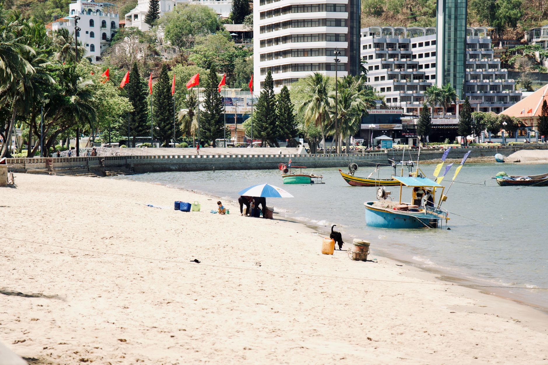 Bãi biển Hòn Tằm cát trắng nước trong trong tour 3 đảo Nha Trang